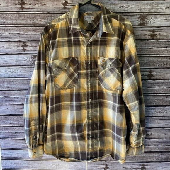 Carhartt Men's Relaxed Fit Pearl-Snap Long-Sleeved Shirt Size‎ L - Picture 1 of 8
